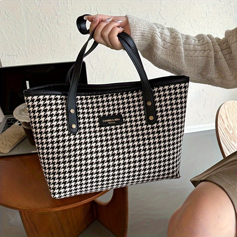 Houndstooth Pattern Bucket Bag With Coin Purse