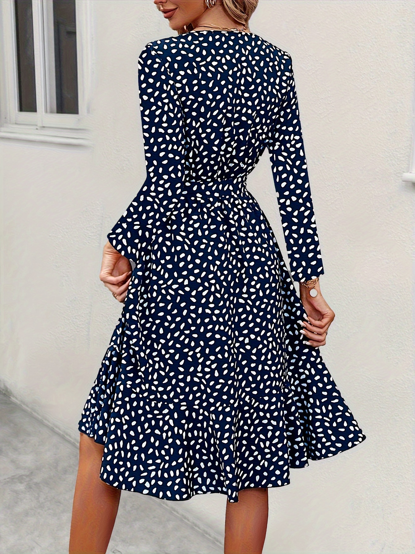 Robe A Pois Elegante Robe A Manches Longues Printemps Temu Luxembourg