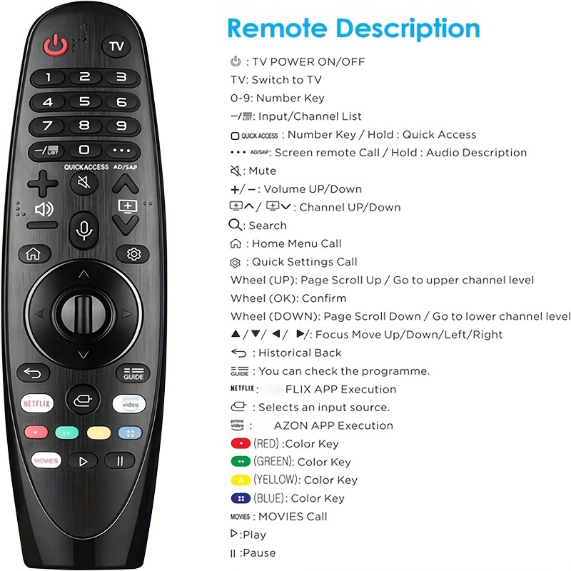 Mando a distancia universal de repuesto para LG TV AKB75855501, compatible  con todos los modelos de TV LG, AN-MR20GA AN-MR600G AN-MR650G ANMR650A