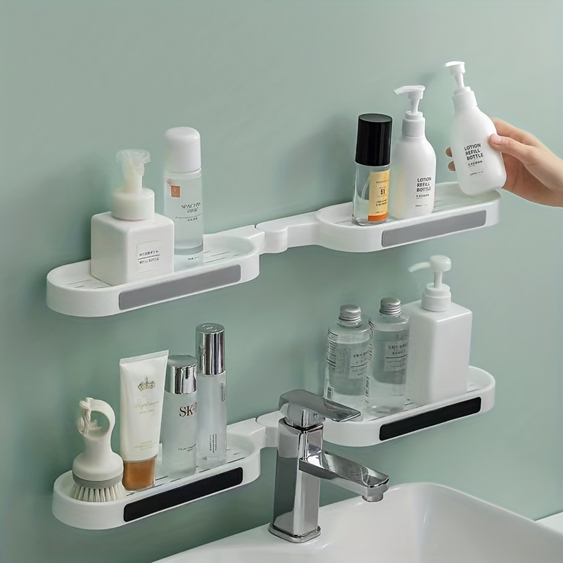 Wall Mounted Foldable Bathroom Storage Rack with Drain Tray