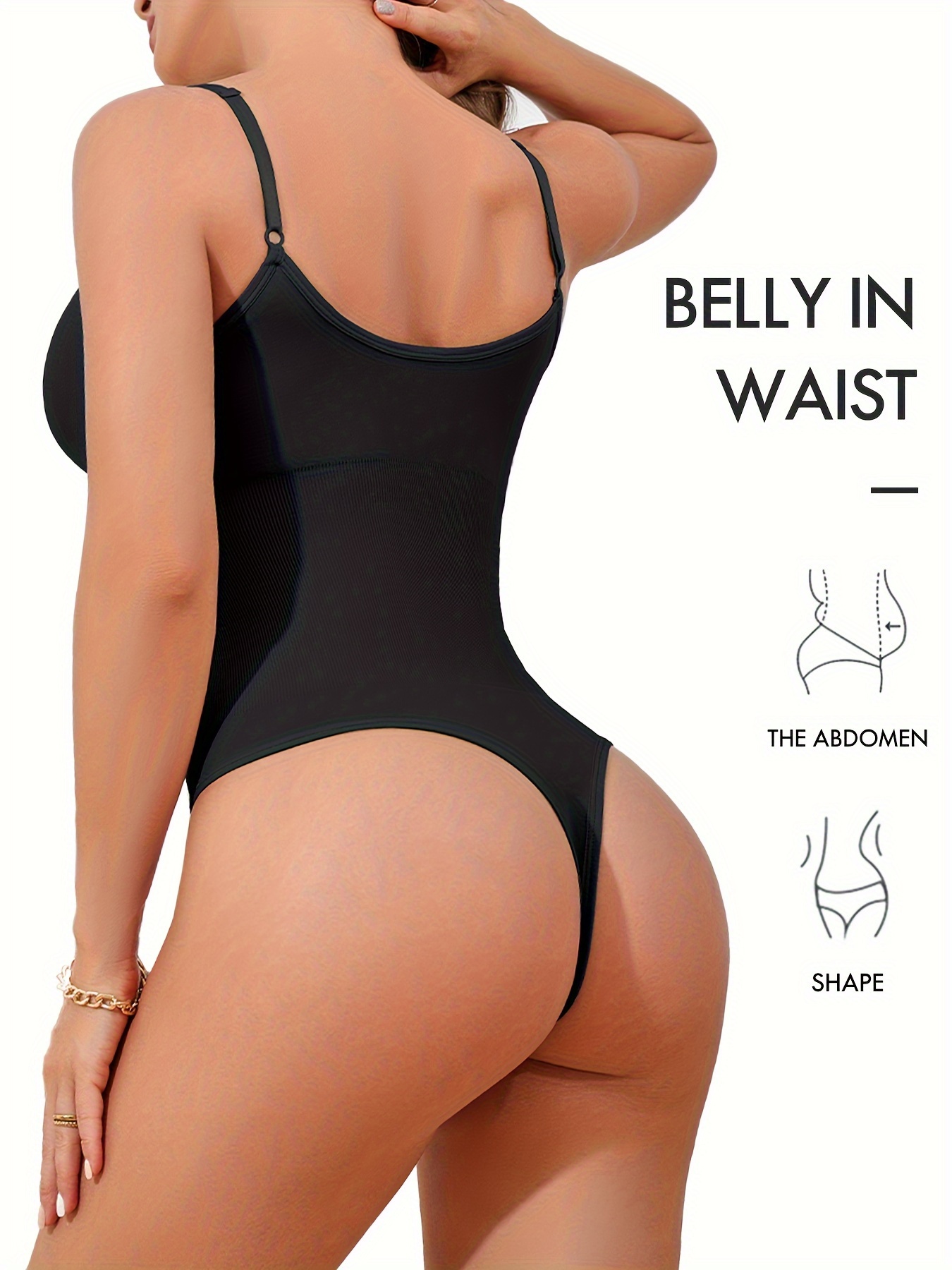 Solid Shaping Thong Bodysuit Simple Soft Tummy Control - Temu