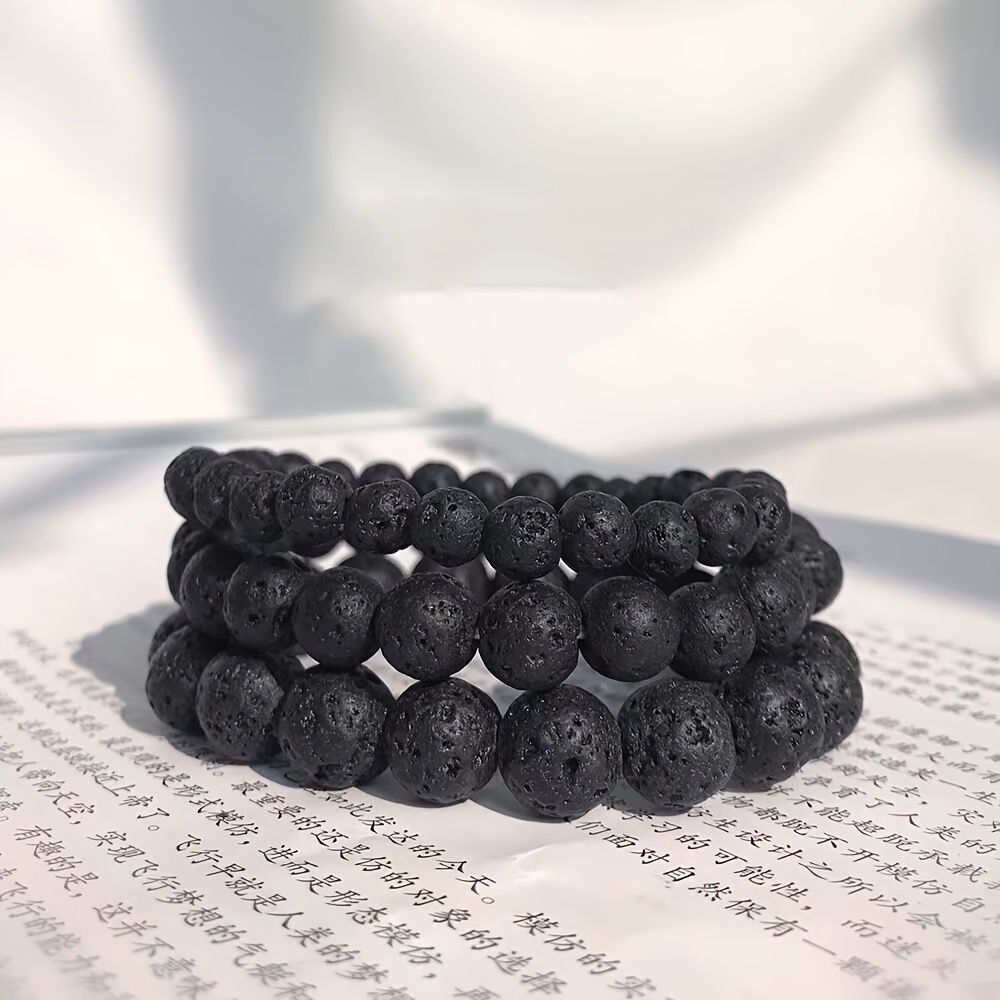 4-10mm Natural Black Volcanic Lava Stone Round Beads 15 Pick Size For  Jewelry Making Diy Bracelet Accessories