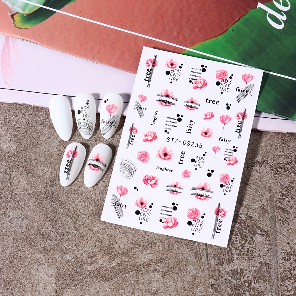 Waterproof Maple Leaf Flower Nail Art Stickers 3D Self Adhesive Decals