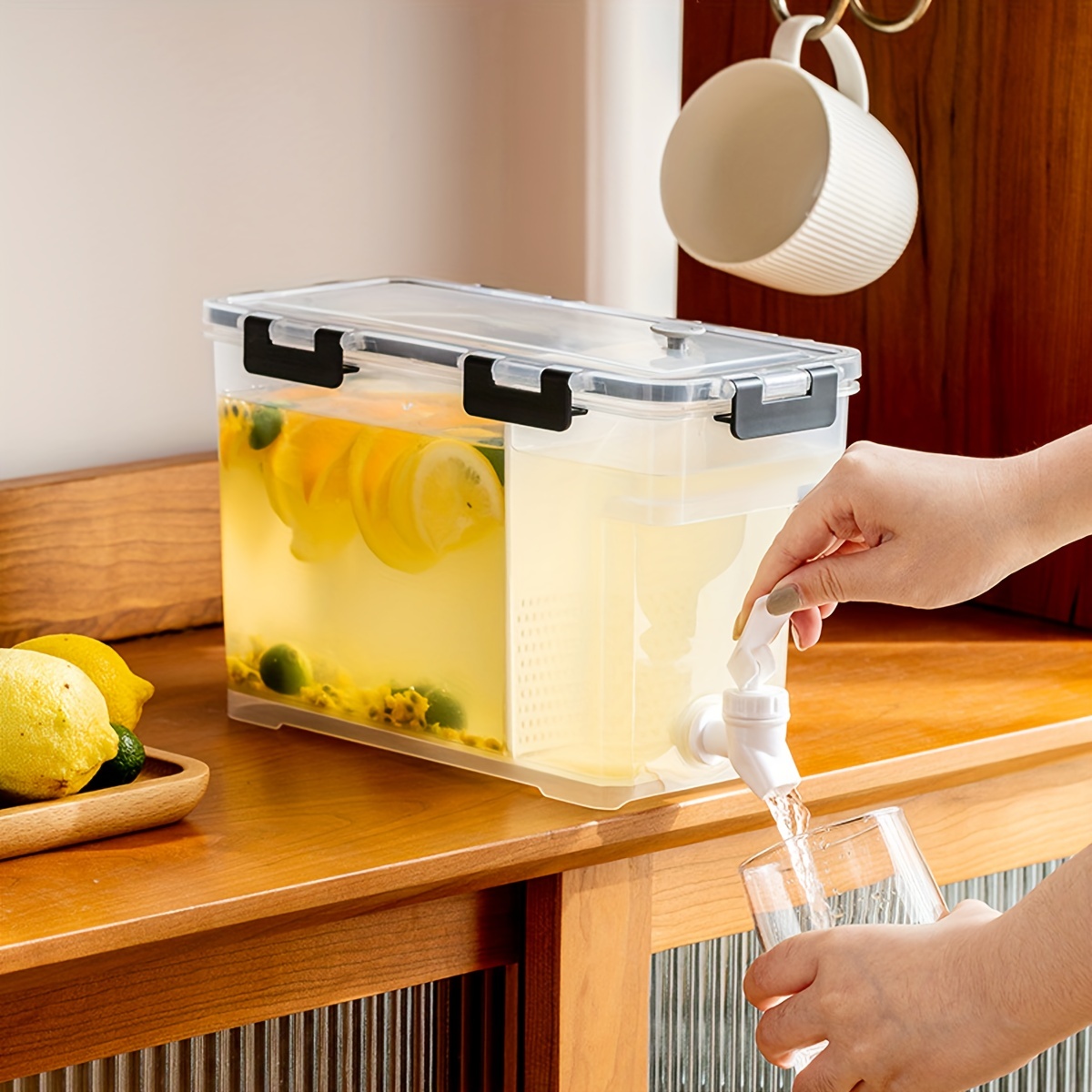3.5l Covered Juice Container & 3.5l Water Dispenser With Tap For Fridge,  Party And Daily Use