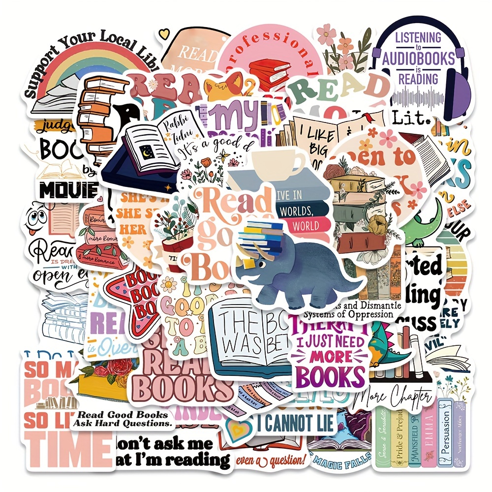50pcs Vintage Reading Book Stickers For Notebooks Scrapbook Laptop  Stationery Cute Sticker Scrapbooking Material Craft Supplies