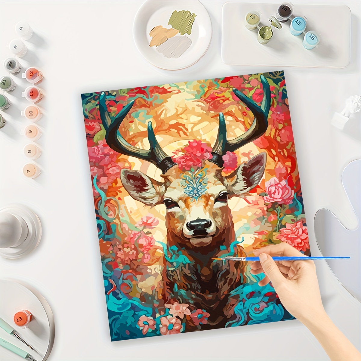 1pc Kits De Pintura Por Números Ciervos Animales Kit De Pintura Por Número  Para Adultos Decoraciones De Pared Caseras Pintadas A Mano 40x50cm /  16x20inch Sin Marco - Arte Y Manualidades - Temu