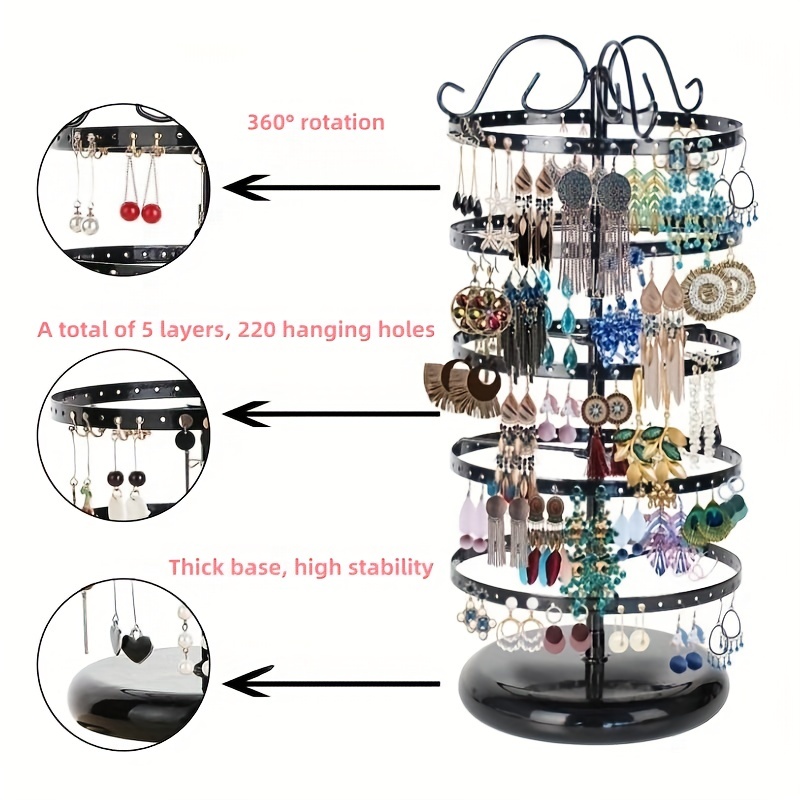 Earring Organizer, 5 Layer Earring Holder Organizer with Necklace