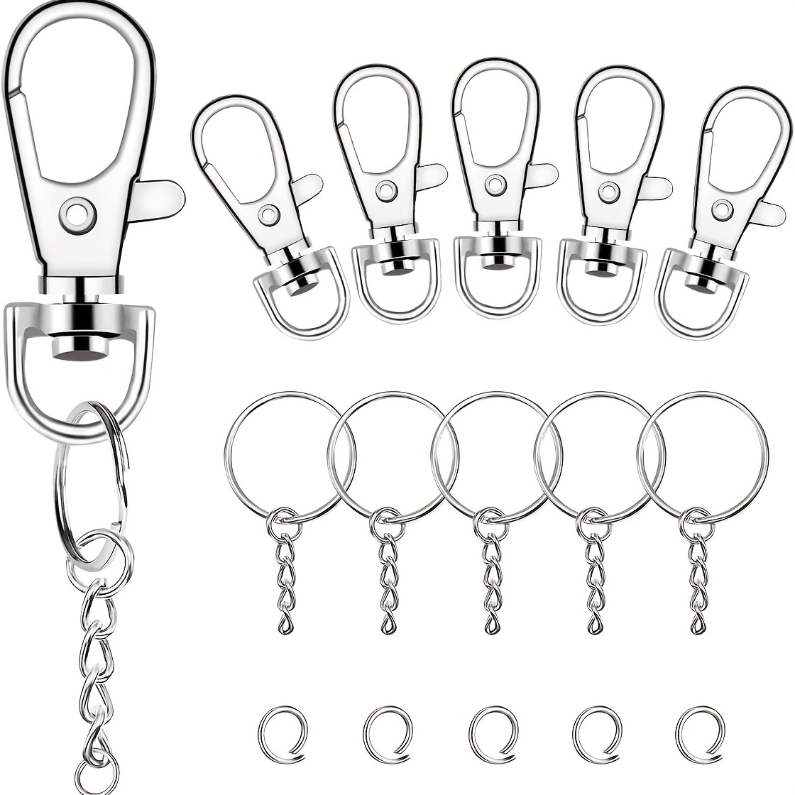 Swivel Snap Hook Key Rings Chain Jump Rings Keychain Lanyard - Temu