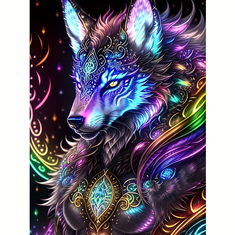 

1pc 5d Cube Diy Round Diamond Painting Of The Wolf King, Suitable For Beginners And Craft Enthusiasts. Craft Gift For Relatives And Friends. Diamond Painting Kit