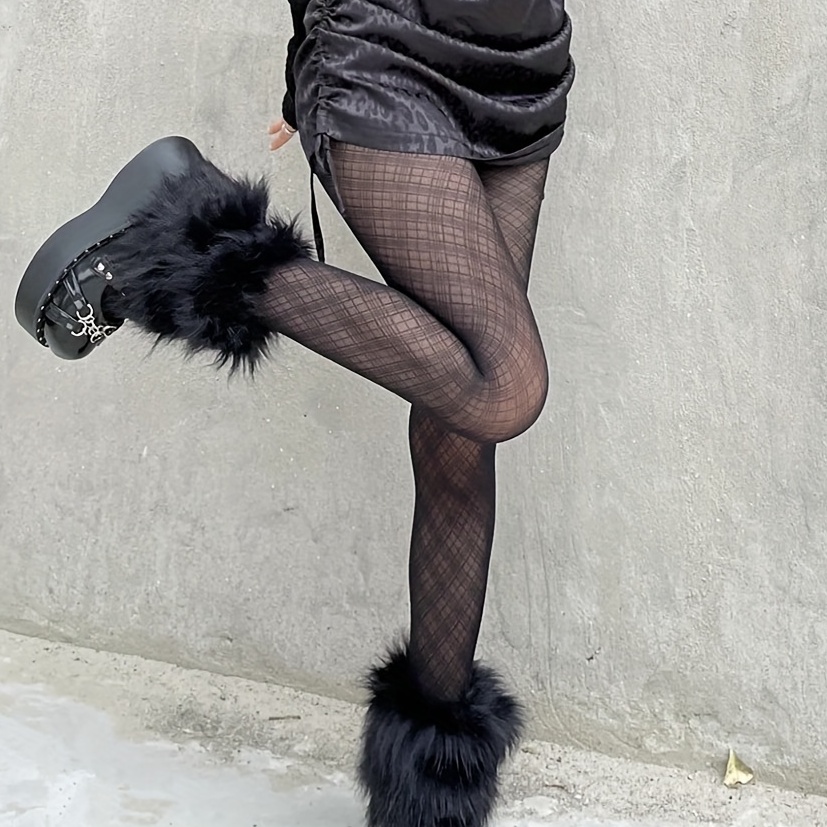 20cm Y2k Girls Fur Leg Warmers Furry Fuzzy Long Boot Cuff - Temu New Zealand