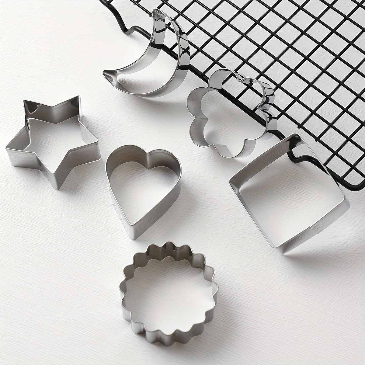 6pcs geometric cookie cutters stainless steel pastry cutters biscuit molds baking tools kitchen accessories Product details 5