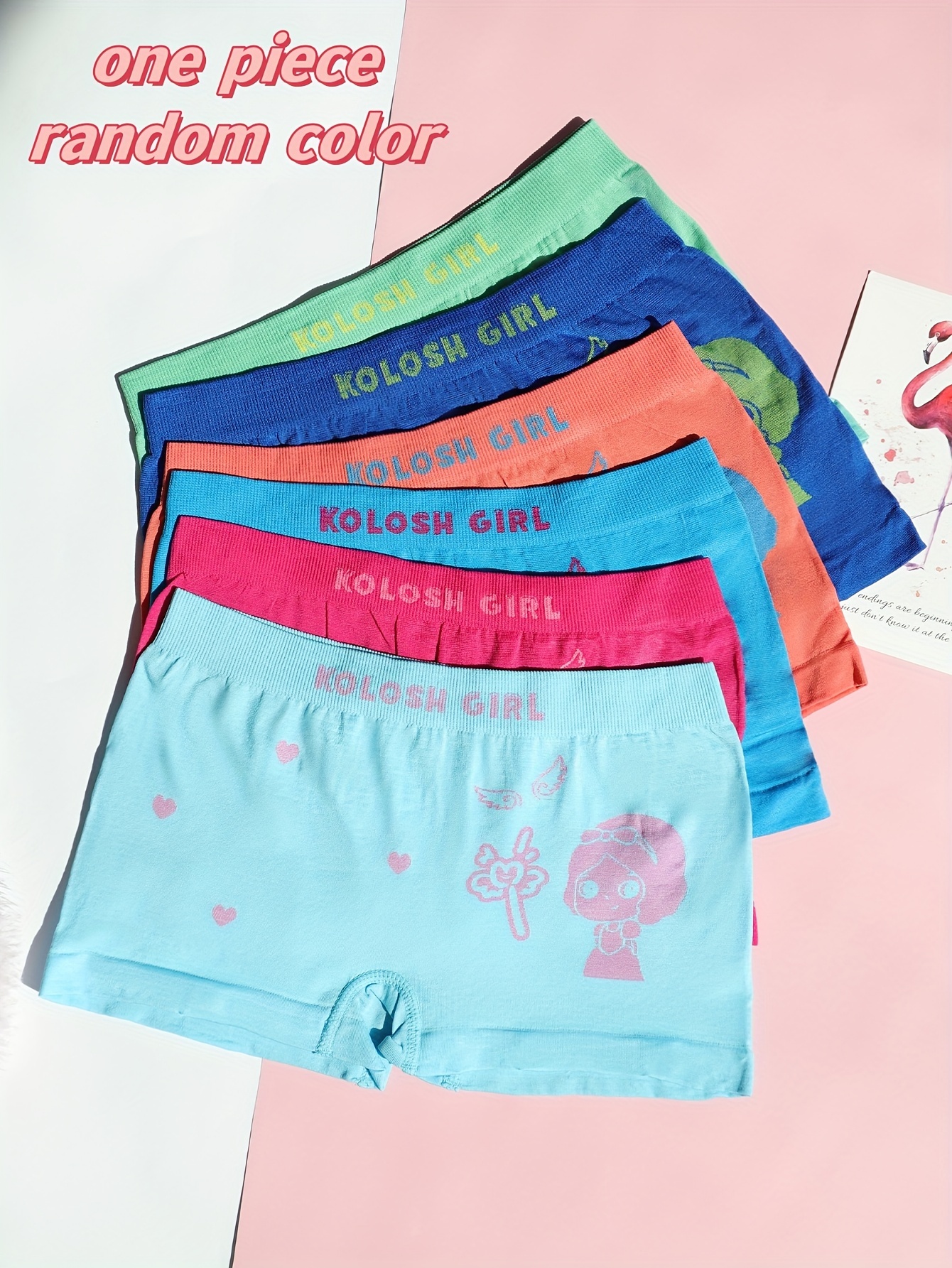 6pcs Girls Cotton Briefs Cartoon Print Boyshort Panties Girls Underwear
