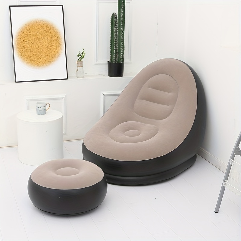 Portable Inflatable Lazy Sofa Single Size Coffee Colour Pvc - Temu