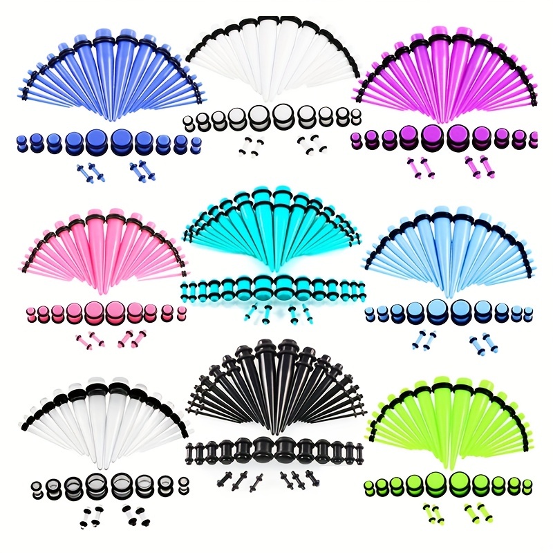 36 Pcs Colorful Acrylic Ear Gauges Taper Stretching Kit
