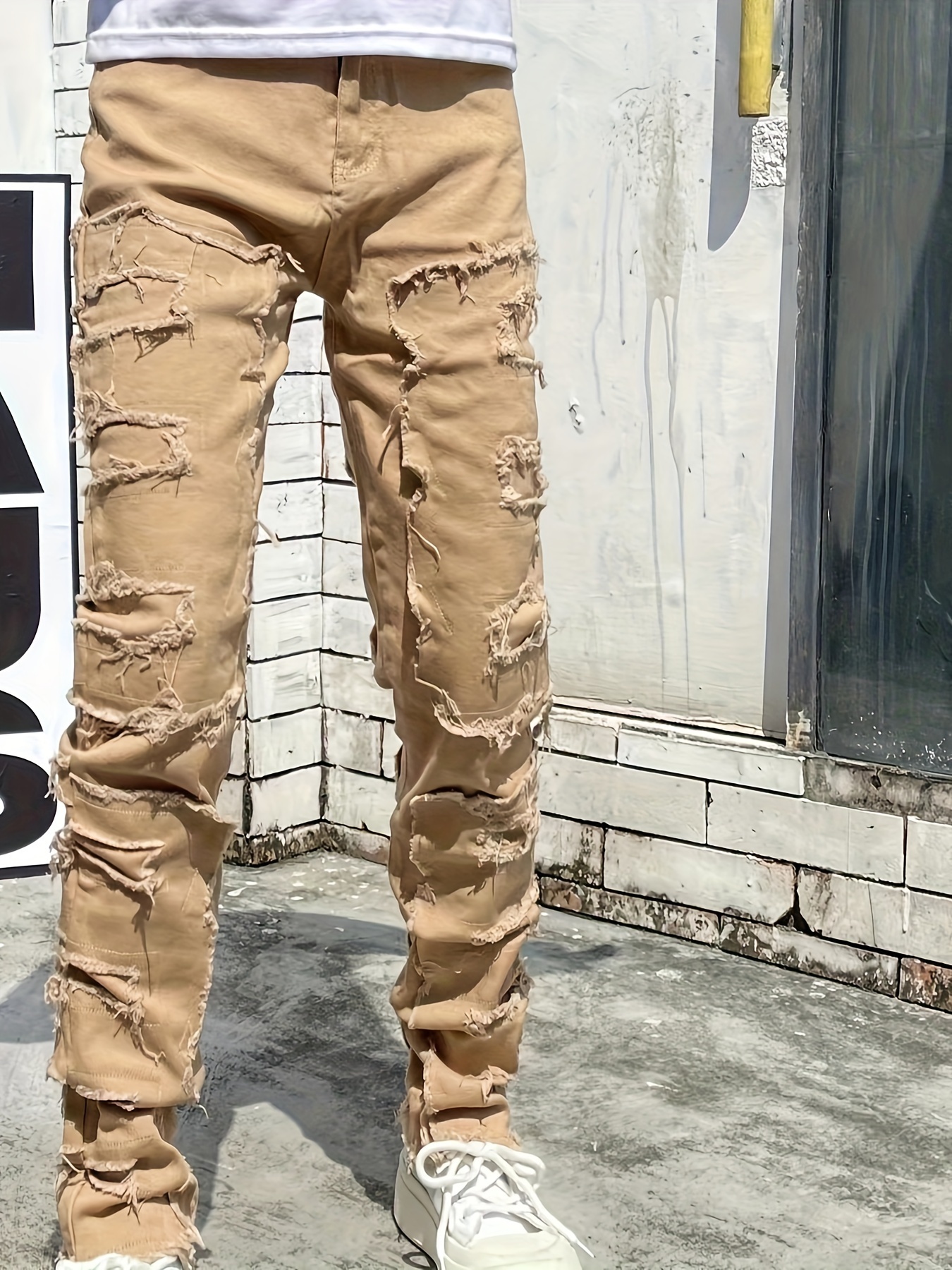 High Street Hip-hop Creative New Jeans - Temu