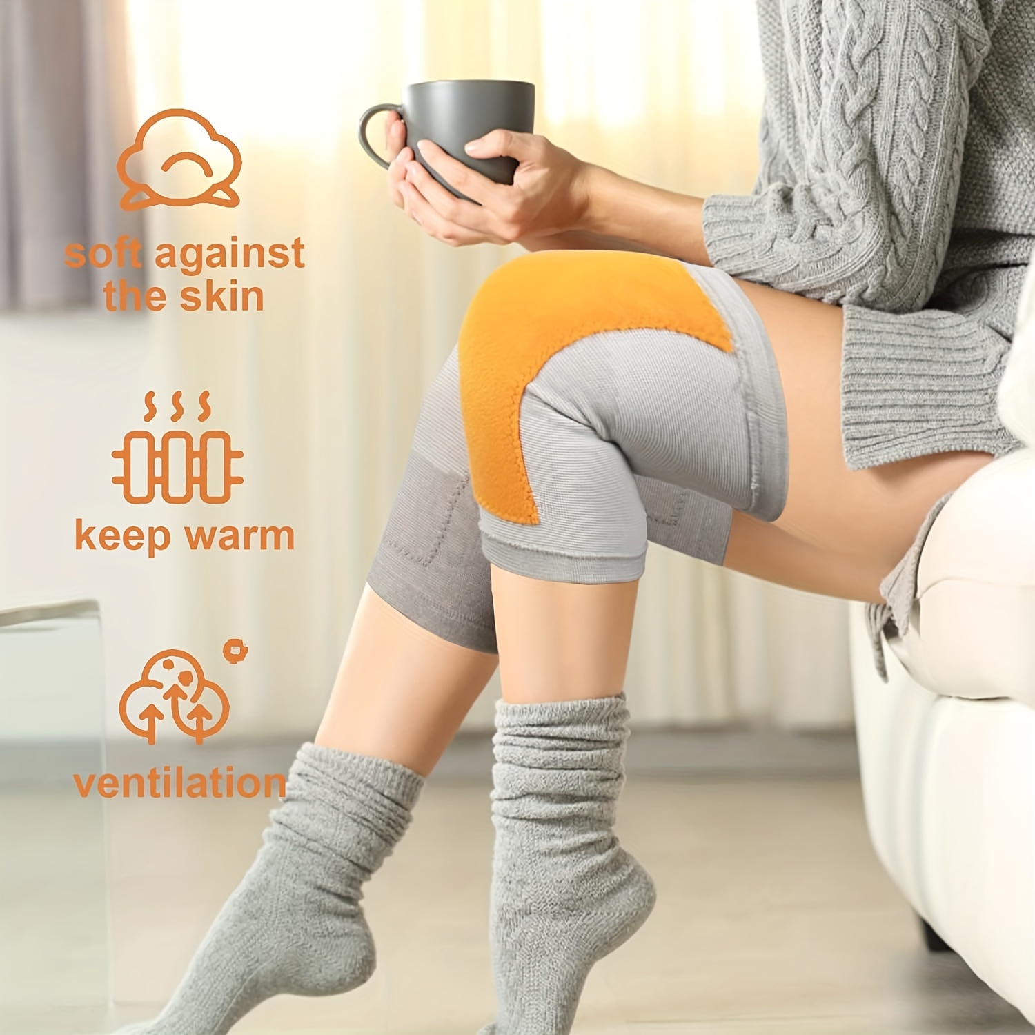 Thick Wool Knee Pads Leg Warmers Winter Thermal Knee Braces - Temu Canada