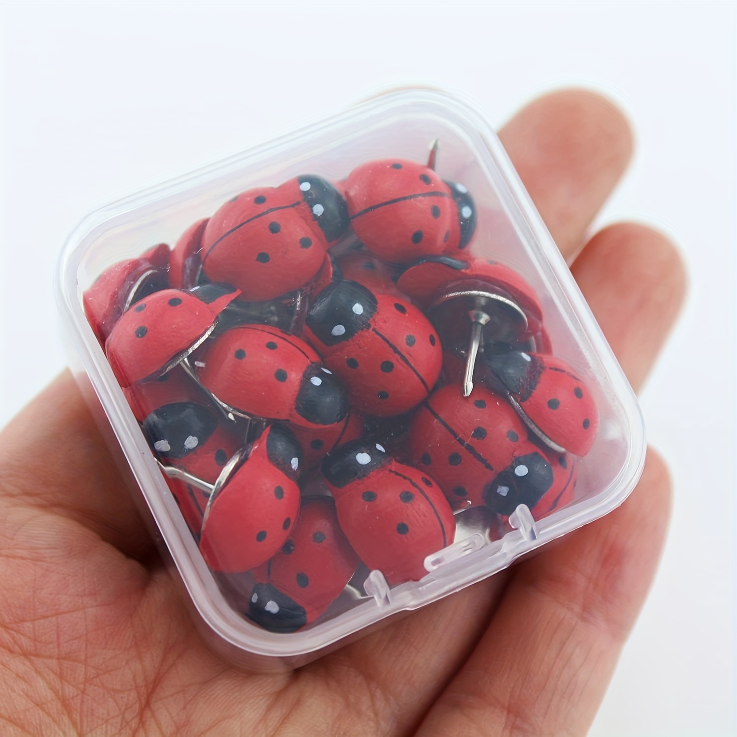 

40pcs Cute Wooden Ladybug Pushpins - Decorative Thumbtacks For Cork Boards, Bulletin Boards & Office Supplies, Ladybug Decor