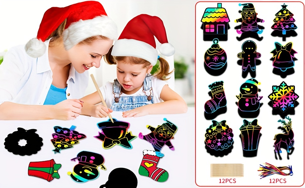 Rainbow Color Scratch Christmas Ornaments Magic Scratch - Temu