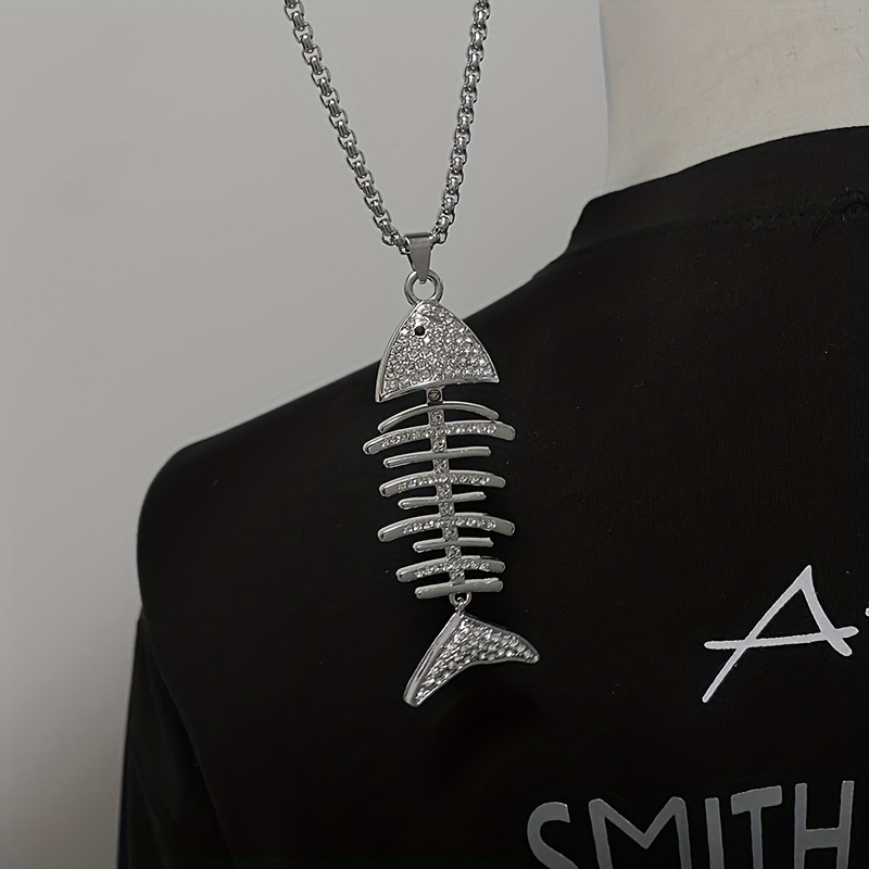 Fish bone pendant on sale necklace