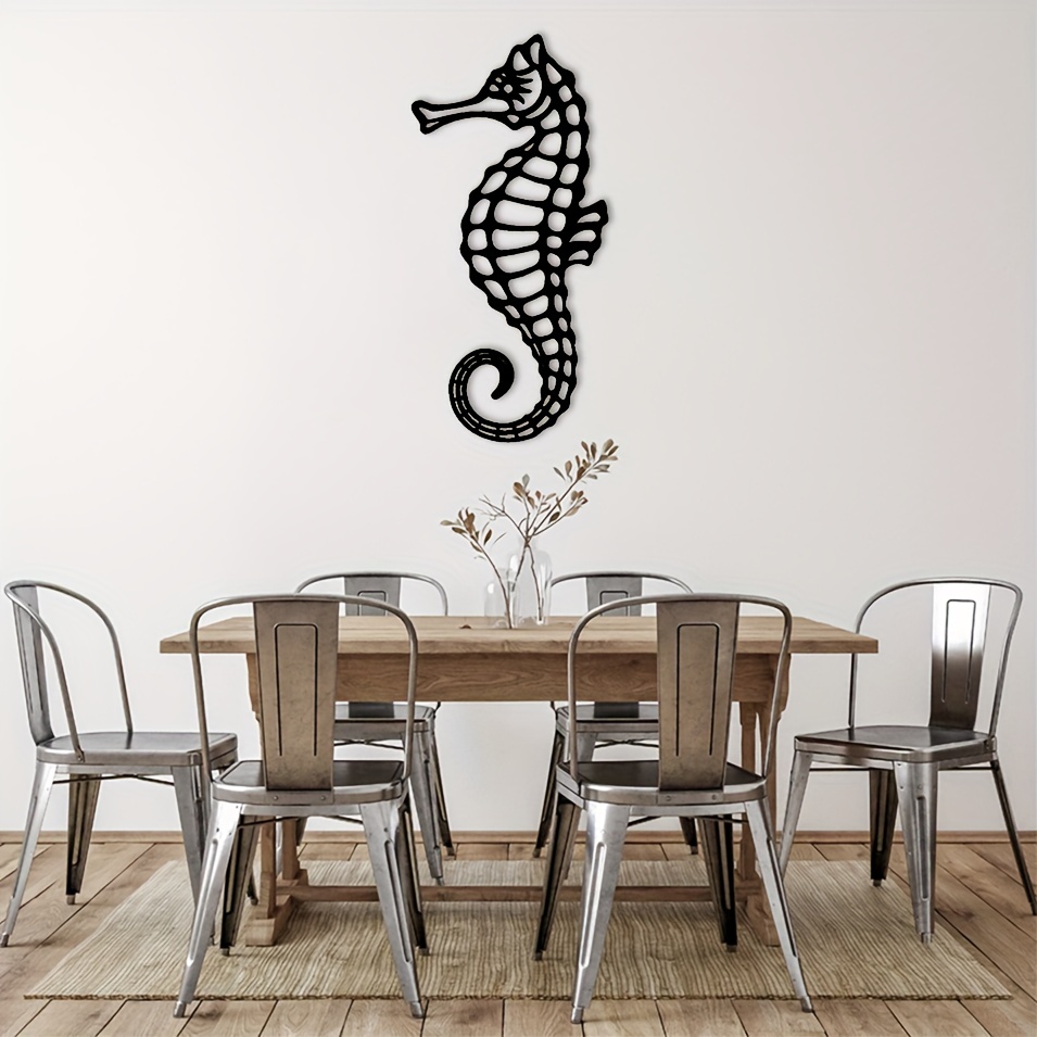 Seahorse Coastal Ocean Beach Metal Wall Art, Metal Wall Art Interior