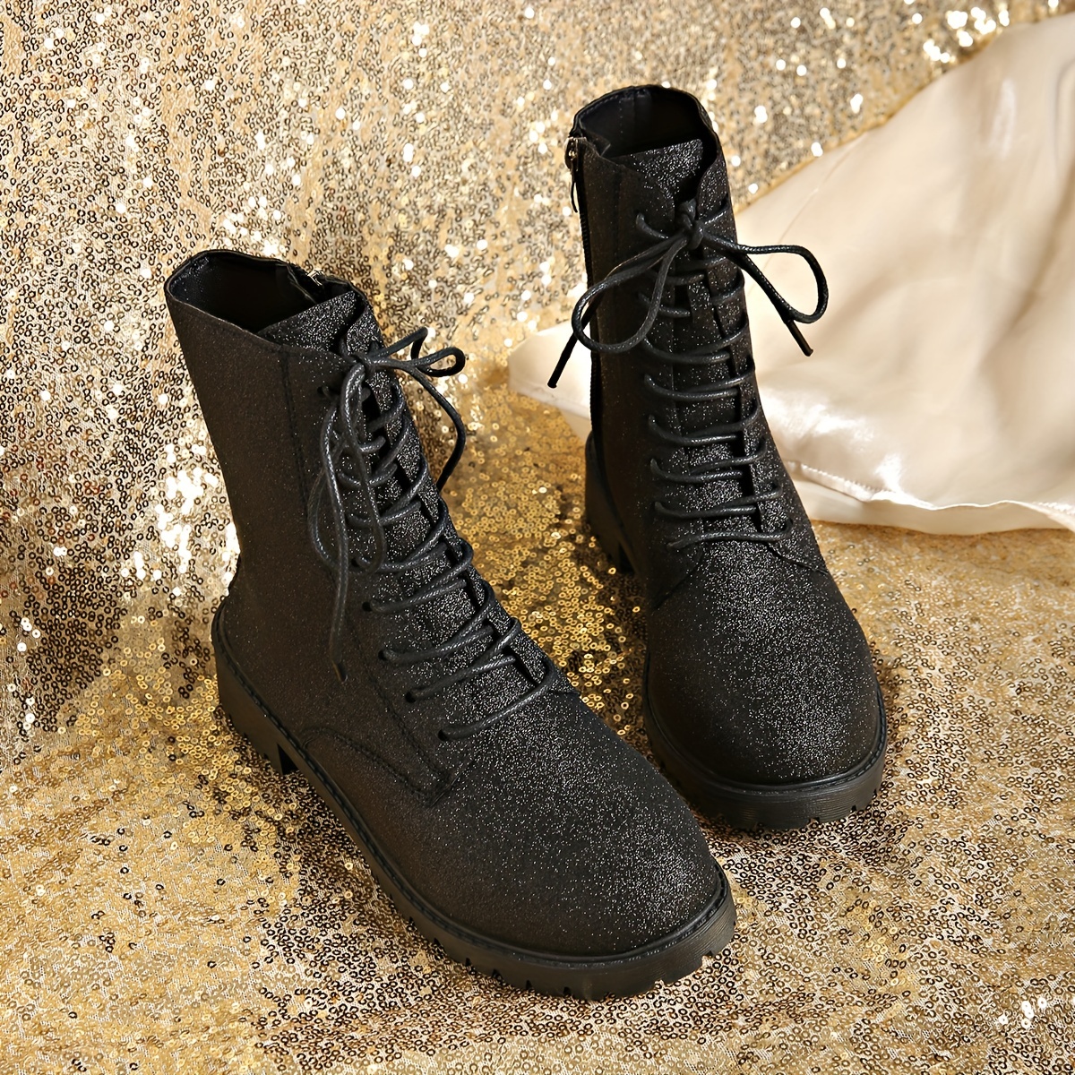 Black lace shop up festival boots