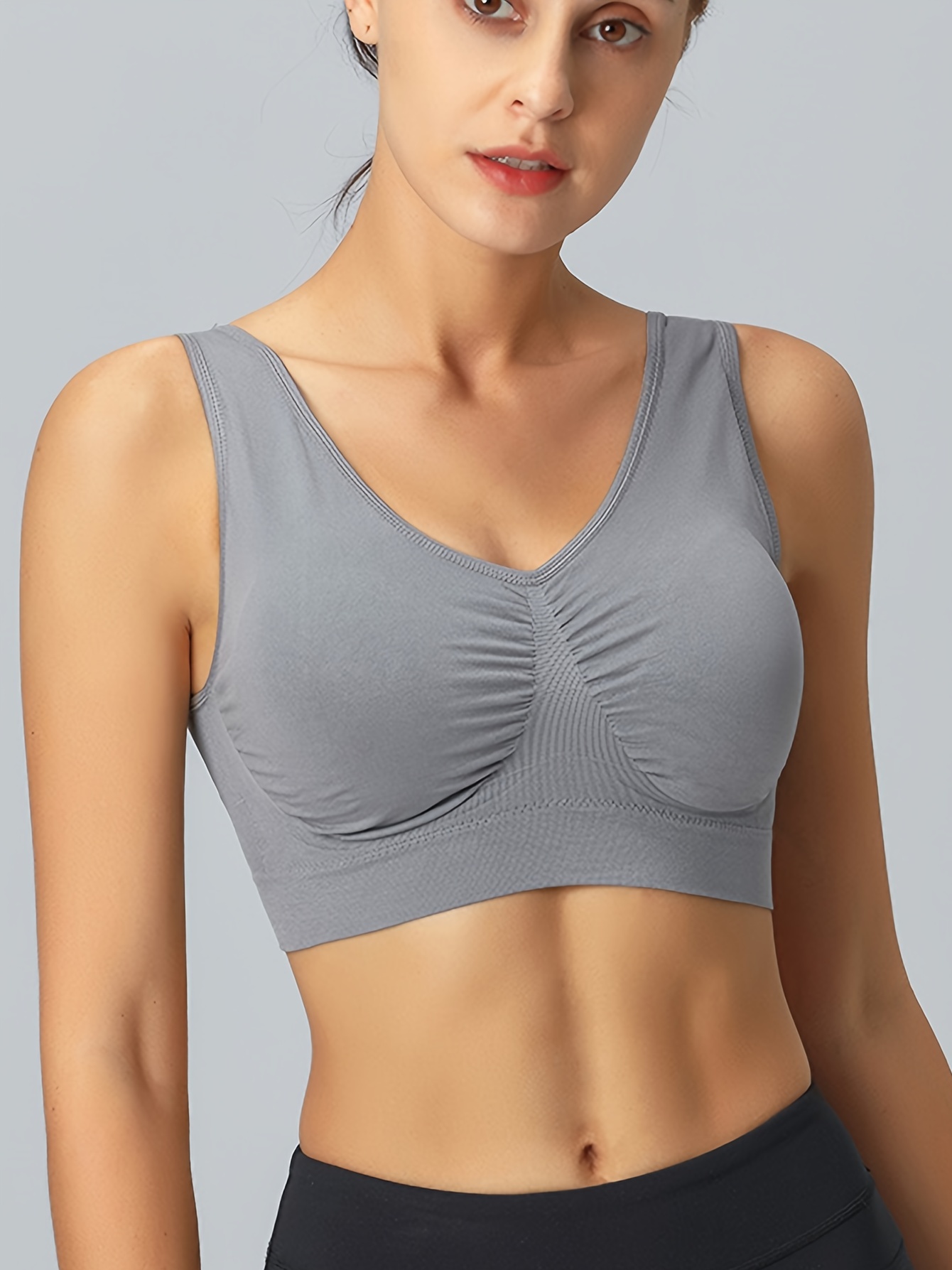 Small Pleats Tank Sports Bra Comfort Wireless Training - Temu