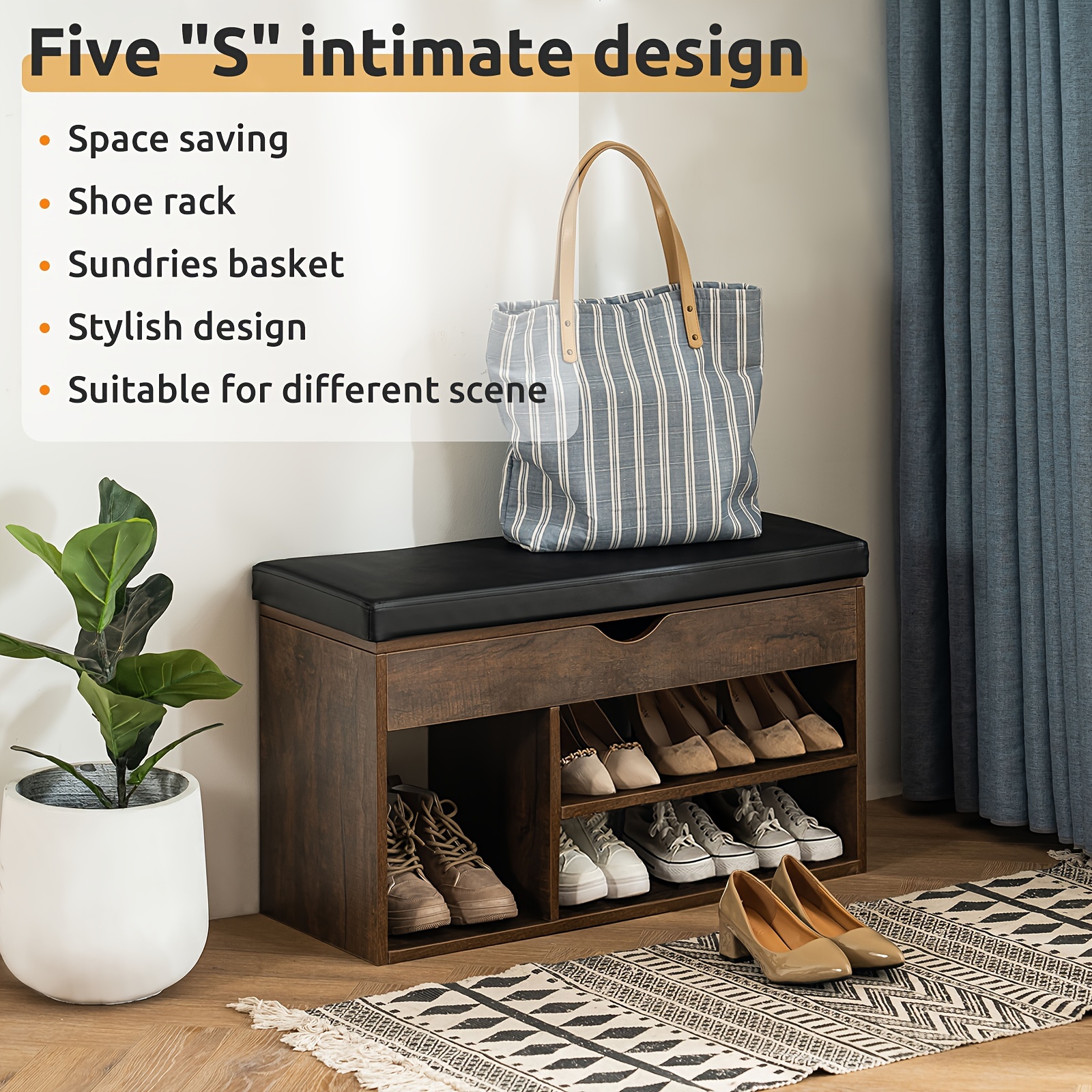 Wooden Shoe Storage Bench Entryway Shoe Bench Storage Space