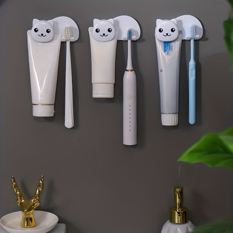 Cat Wall Mounted Toothpaste & Toothbrush Holder