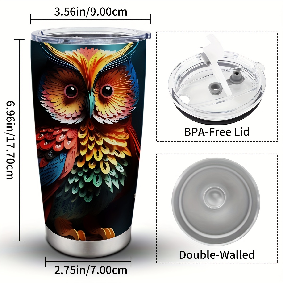 Cute Owl Engraved Stainless Steel Tumbler, Owl Travel Mug, Insulated Travel  Tumbler Cup, Cute Owl Gifts, Gifts for Owl Lovers, Owl Mug 