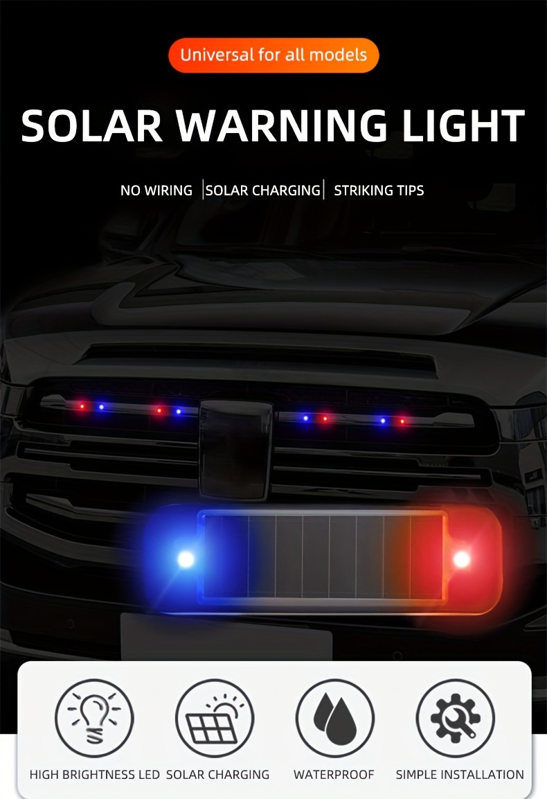 12v Mini Solar Tail Light Universal Led Flashing Warning - Temu Bahrain