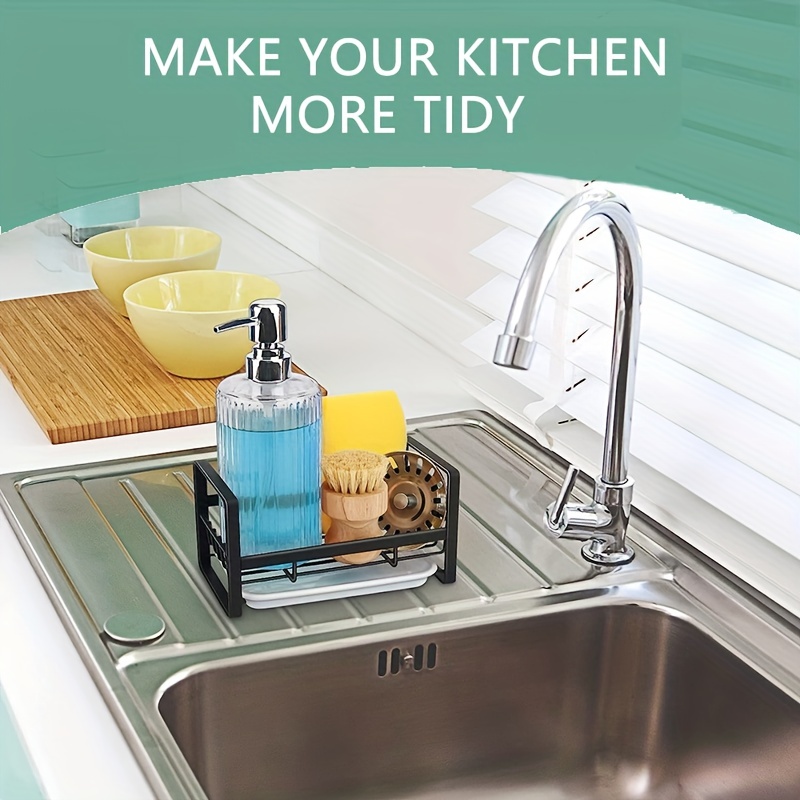 Sink Caddy, Kitchen Sink Organizer, Sponge Holder Stainless Steel Kitchen  Caddy for Kitchen Sink with Removable Drain Pan Storage for Soap, Sponge