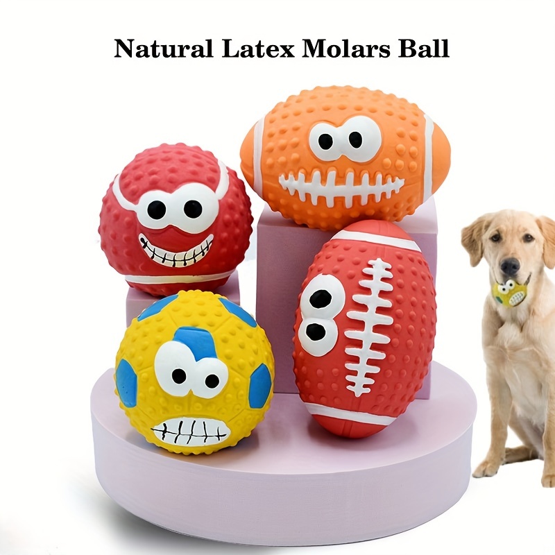 Pelota de juguete interactiva para perros, pelota de juguetes chirriantes  para perros, bola masticable duradera para entrenamiento, limpieza de
