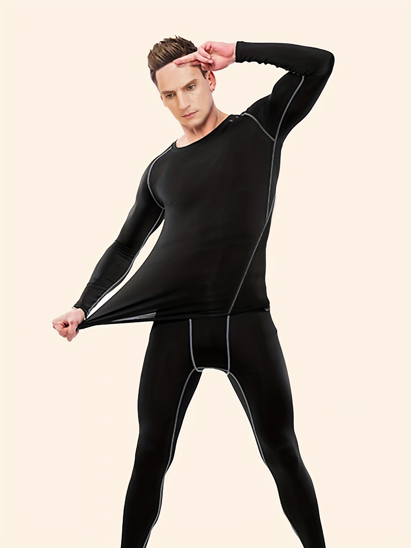 Thermal Underwear Sets Fleece Base Layer Long Sleeve Sports - Temu