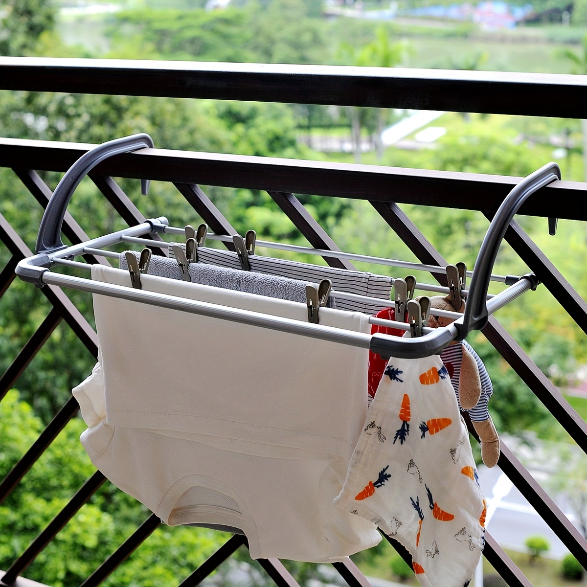 Balcony Drying Rack, Stainless Steel Space-Saving Laundry Rack, Folding  Retractable Collapsible Drying Rack, Shoe Rack, For Clothes, Shoes, Potted