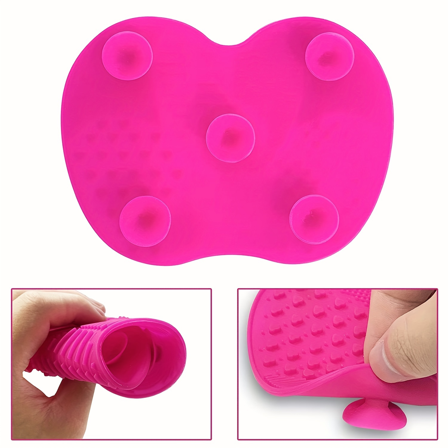 Pink-Silicone Makeup Brush Cleaner Pad Washing Scrubber Board Cleaning Mat  Tool