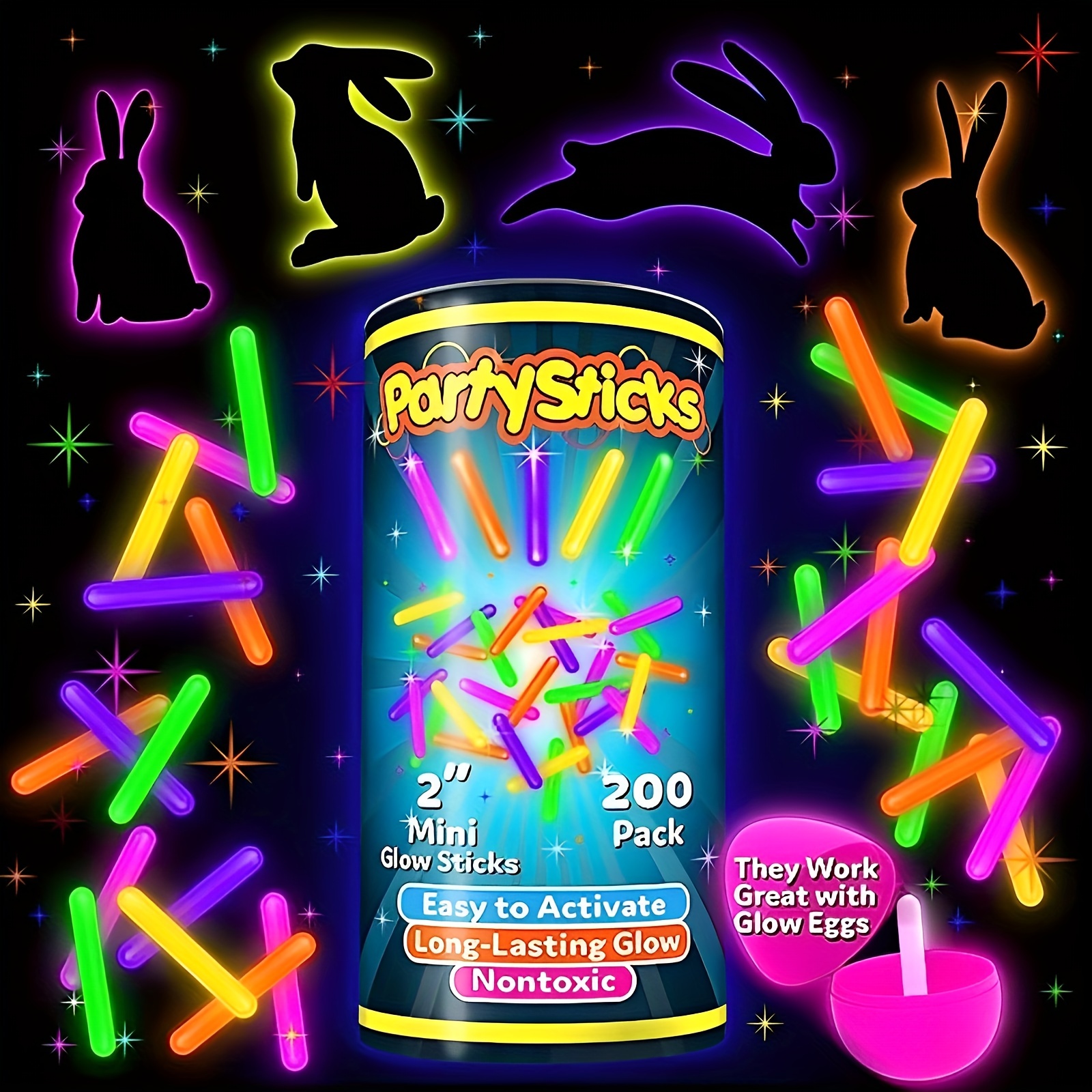 50pcs Mini Luminous Sticks: Light Up Easter Egg, Neon Light Stick Bulk  Party Gifts, Easter Basket Filled Party Bags, Wedding Classroom Decorations  - M