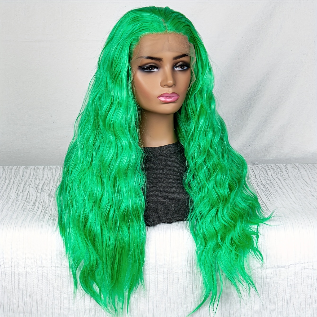 Bright Green Long Body Wave Hair Wigs 13 3 Lace Front Wigs Temu