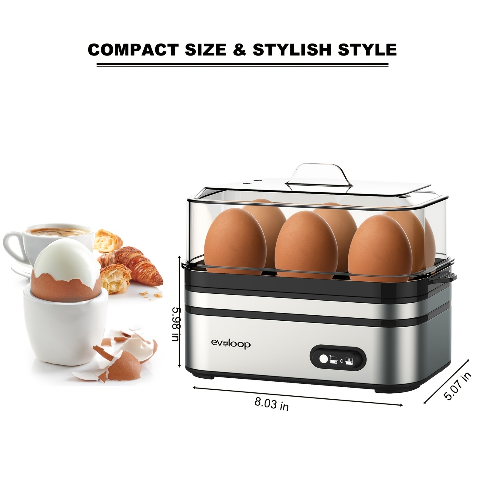 10 Capacity, Egg Cooker For Hard Boiled, Poached, Scrambled Eggs, Omelets,  Steamed Vegetables, & More, With Auto Shut Off Feature - Temu Canada