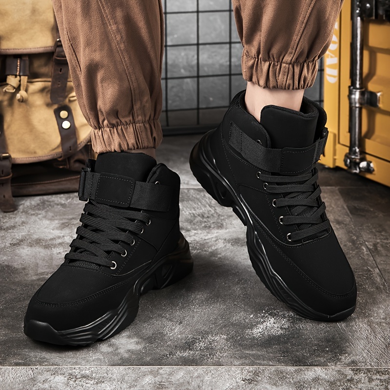 Men Comfortable Working Shoes Mens Shoes High Top Lace Up Hook