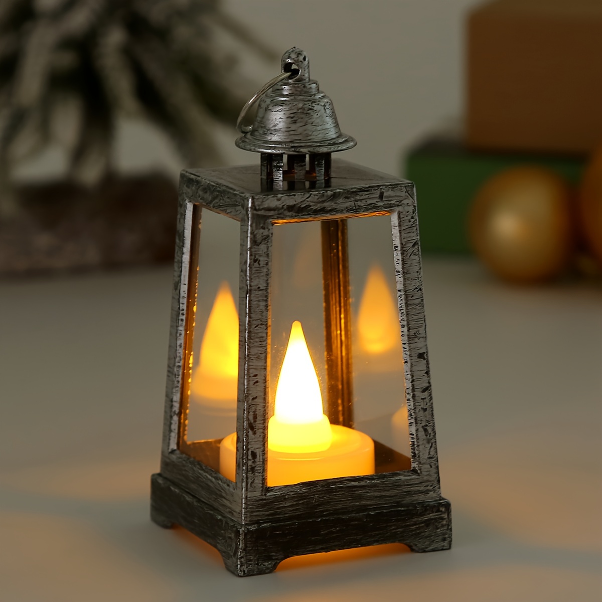 Mini Lantern With Flickering Led Candle Vintage Candle Light - Temu