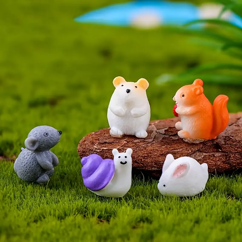 6pcs Different Kinds Of Small Animal DIY Resin Crafts, Mini Hamsters,  Rabbits, Snails, Ducklings, Succulent Plant Resin Micro Landscape  Decorations, F