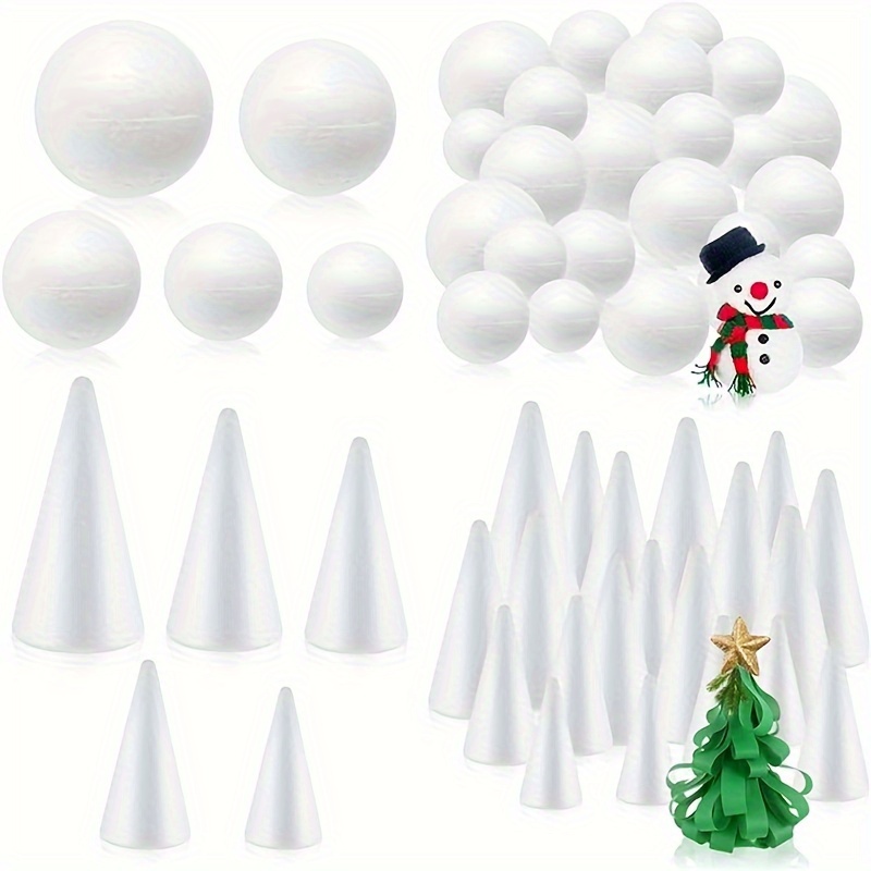 White Solid Foam Cone Foam Ball Creative Set 6 Sizes - Temu
