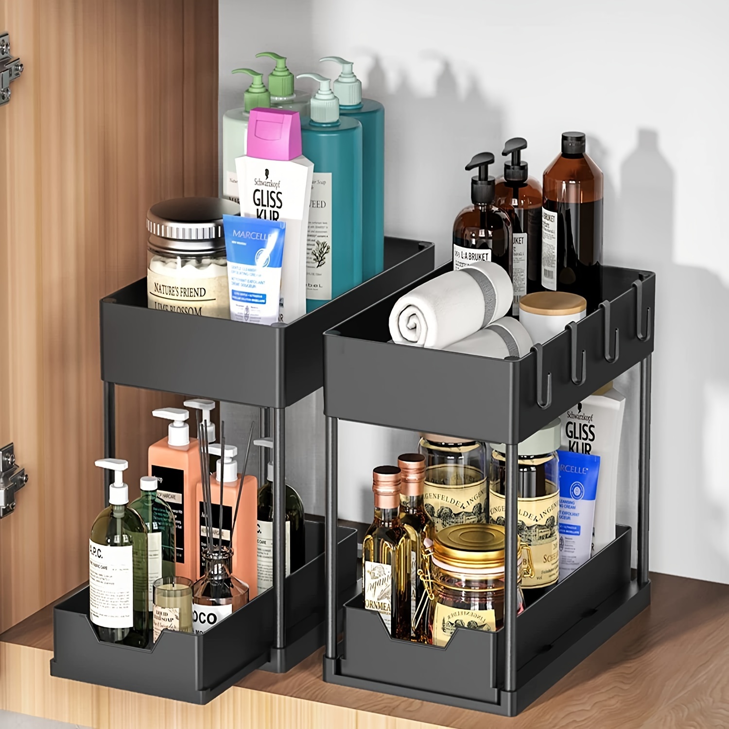 Multifunctional Drawer Pull Type Under Sink Rack Double - Temu