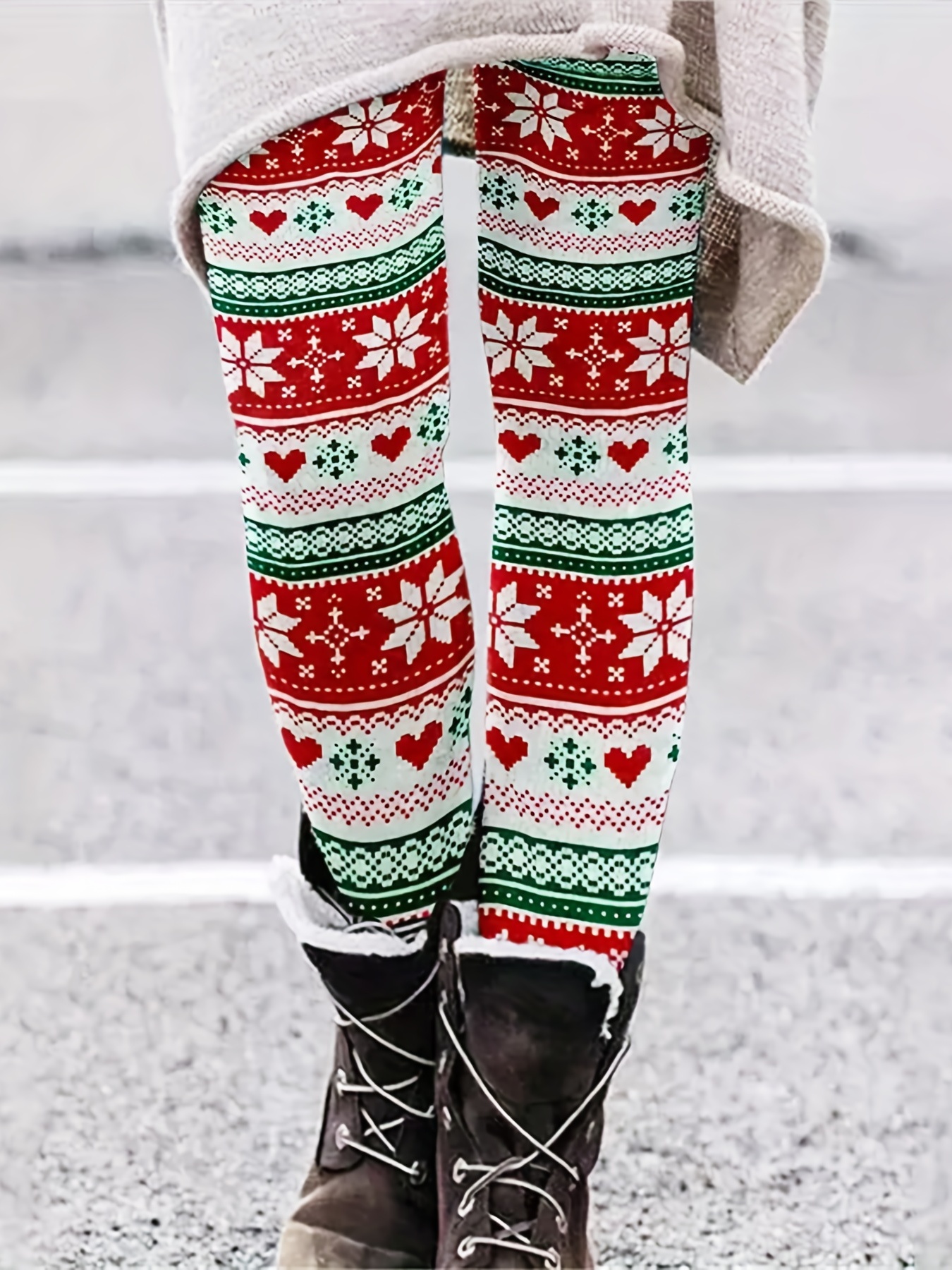 Christmas Santa Snowflake Print Yoga Pants High Waist Tummy - Temu
