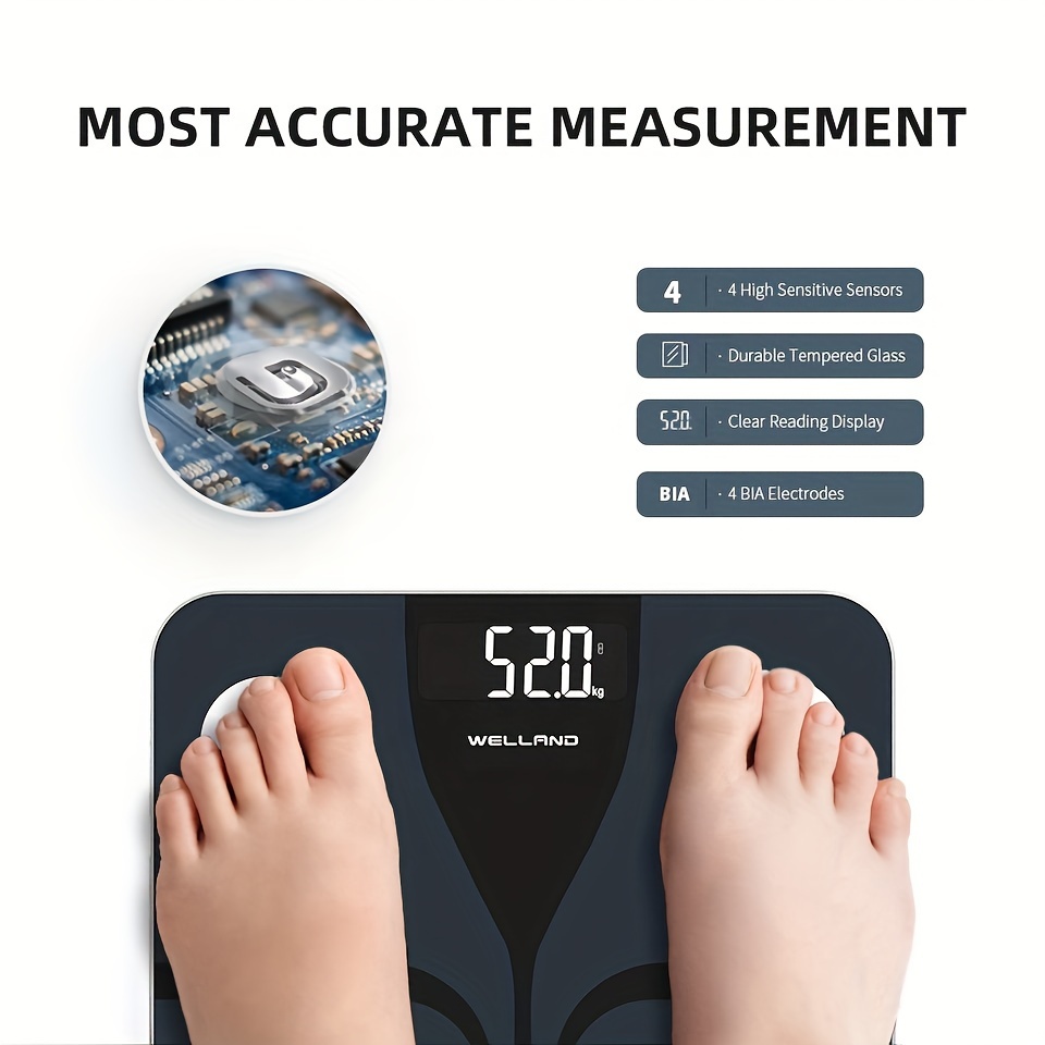 Body Fat Scale, Weight Bathroom Smart Digital Bt Scale With Smartphone App, Body  Composition Monitor For Body Fat, Bmi, Bone Mass, Weight, Black - Temu