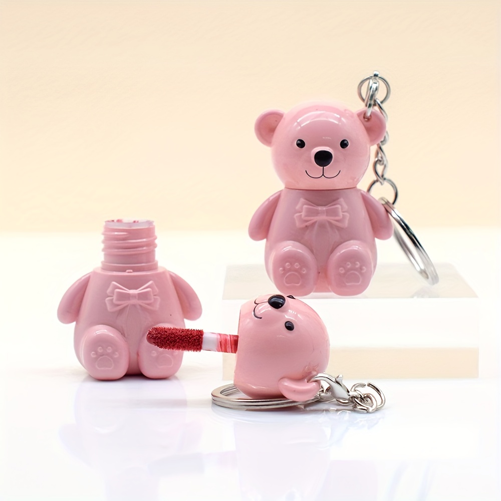 Pink Bear Lip Gloss Keychain 