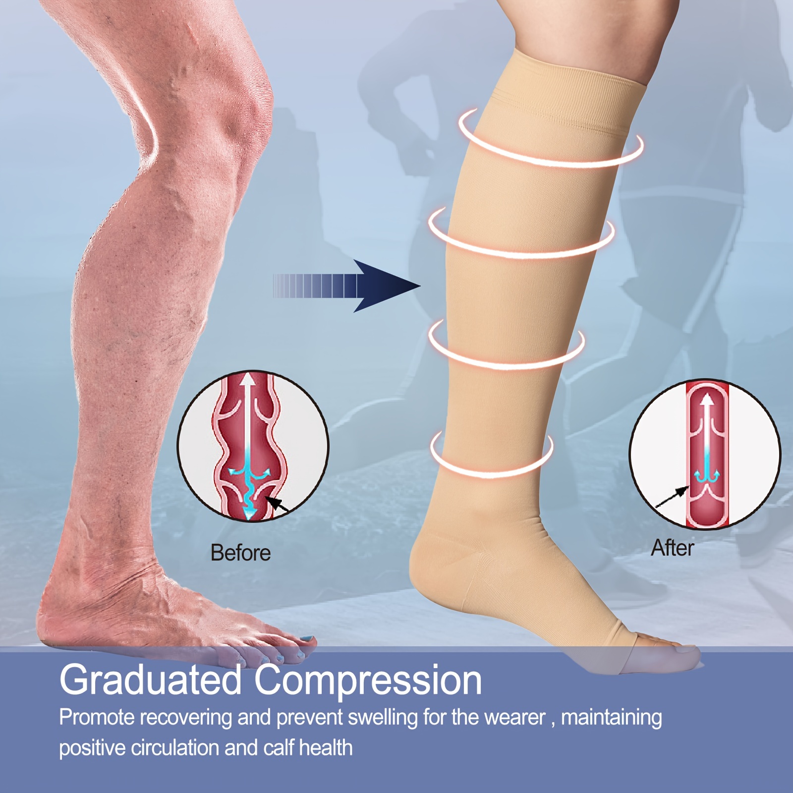 23-32mmhg Thigh High Graduated Support Compression Prevent Varicose Veins  Stockings