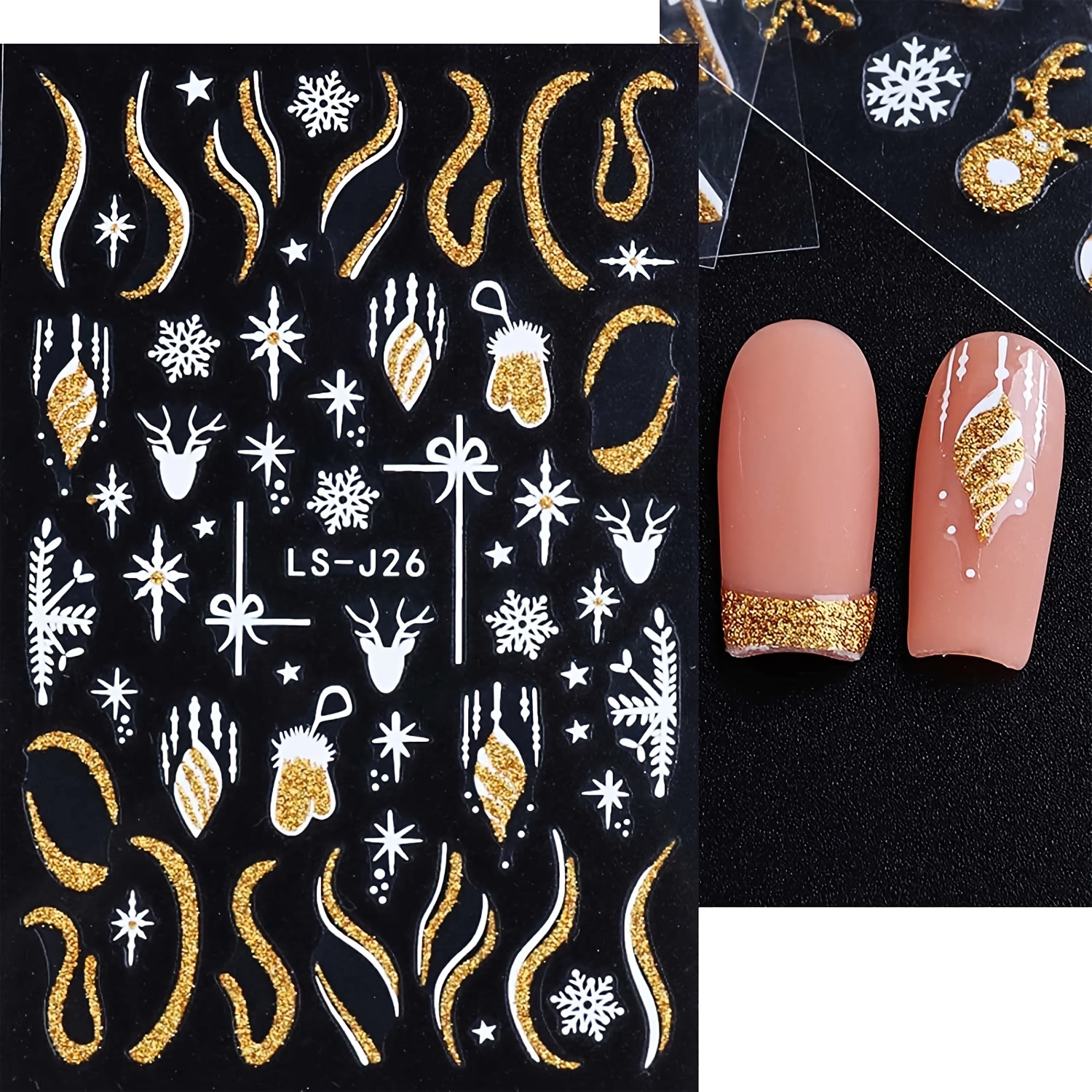 6 Sheets Christmas Nail Art Sticker Decals 3D Self-Adhesive