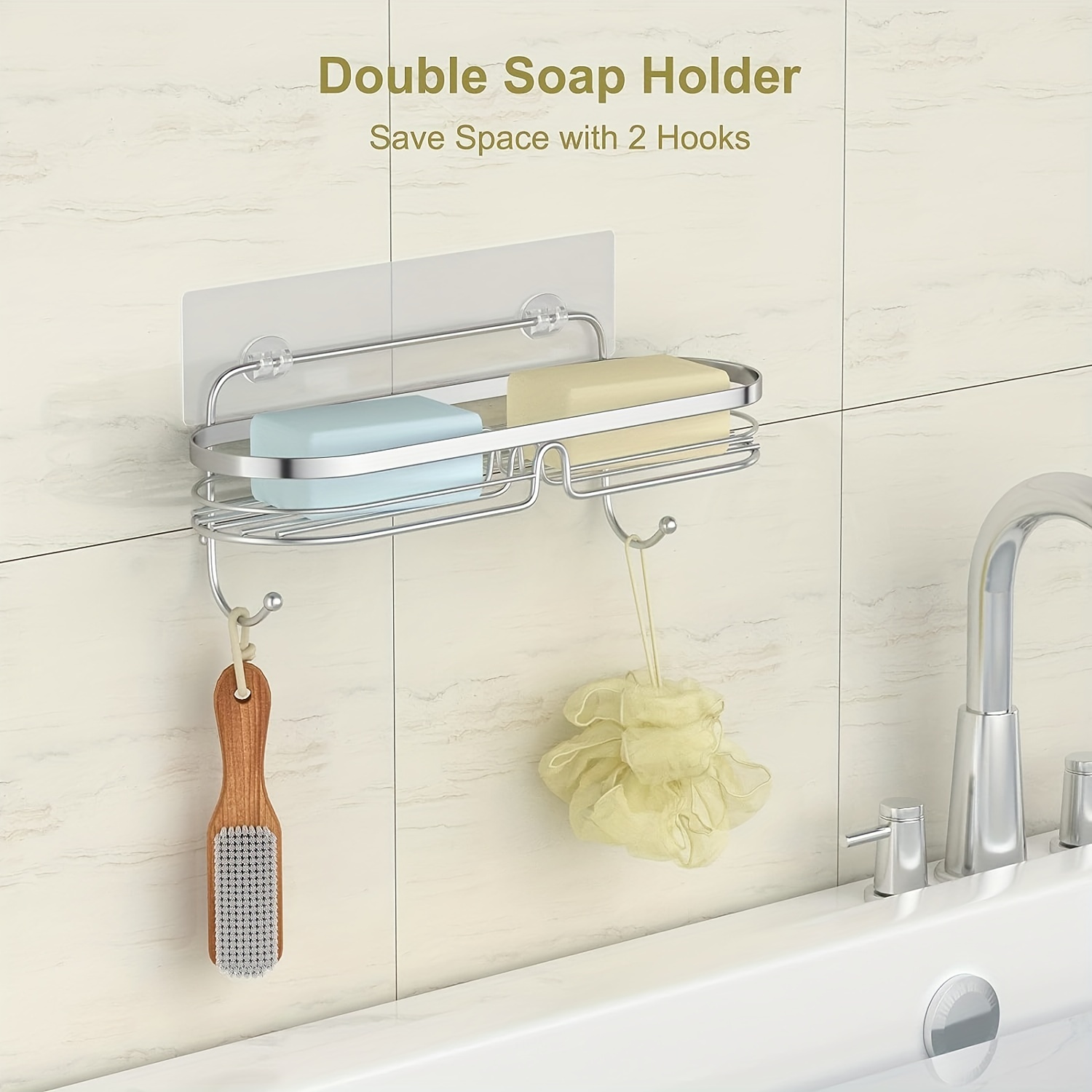 stusgo Shower Shelf for Bathroom, Adhesive Shower Caddy with Soap