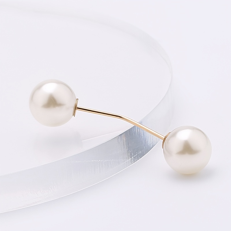 Faux Pearl Collar Clip Pin Women Clothes Brooch Simple - Temu